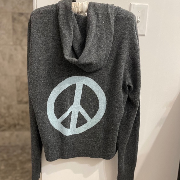 Sundance “Peace Sign” Lambswool Full Zip Hoodie ~ Size XL - Picture 1 of 3